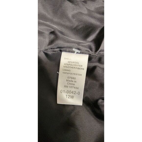 Jessica London Black Wool Blend Double Breasted Shawl Collar Trench Coat 12W - Picture 7 of 7